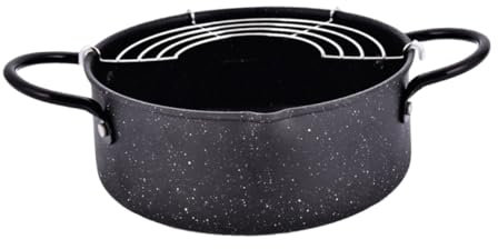 TOPBATHY Padella Friggitrice in Ferro Mini Pentola Per Friggere Friggitrice Con Filtro Black