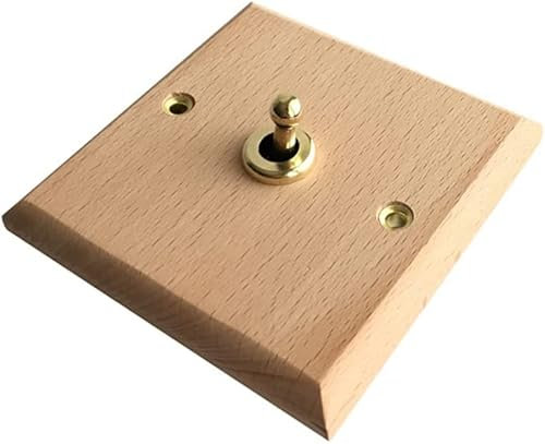 interruptor de luz, Interruptor de luz de palanca de madera maciza, palanca de lujo, tipo pared, intermedio, de latón, Manual, 86(1 Gang)