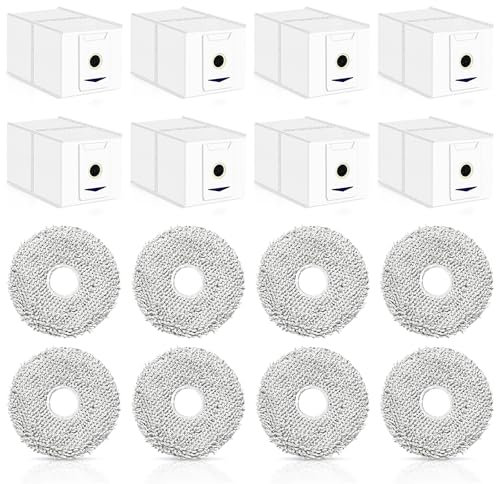 16 Stück Zubehörset für Ecovacs Deebot T30 Omni / T30 Pro Omni Saugroboter, Saugroboter Ersatzteile 8 Wischtücher und 8 Staubbeutel