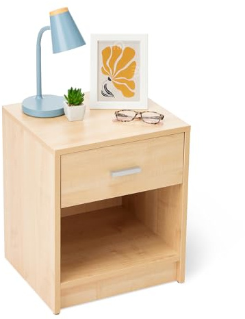Amazon Basics Nachttisch, Nachtschrank mit 1 Schublade, Schlafzimmerschrank, Ahorndekor, 47cm x 40cm x 36cm
