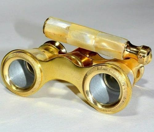 Vintage Nautical Opera Glasses, Brass Binocular Telescope with Mother of Pearl Handle, Maritime Design