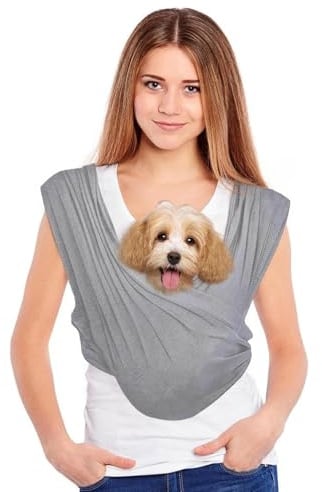 Amexo Freihändige Hundetasche, Tragetasche Hund Tragetuch für Hunde Frontpaket Hundetragetuch mit Verstellbarem Riemen bis für Hunde Katzen Aktivitäten Im Freien, Bis 9 Kg