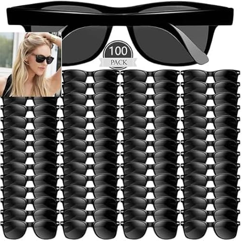 100 Stück Schwarze Party Sonnenbrille, Neon Sonnenbrille Vintage Sonnenbrillen Set Retro Lustige Party Brille für Strand Hochzeit Partypool Partyzubehör Geburtstagsparty Zubehör für Frauen Männer