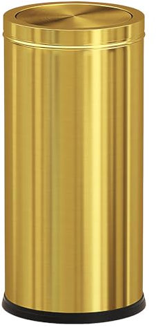 QLHIBLY 30L Stainless Steel Gold Kitchen Waste Paper Bin with Flipping Lid,Large Capacity Commercial Trash Bin for Shopping malls, high-class hotels, airport halls, elevator doors