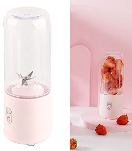 BRRNOO Licuadora Portátil 500ml con 6 Cuchillas USB para Frutas y Verduras, Creador de Batidos y Extractor de Jugo Rosado