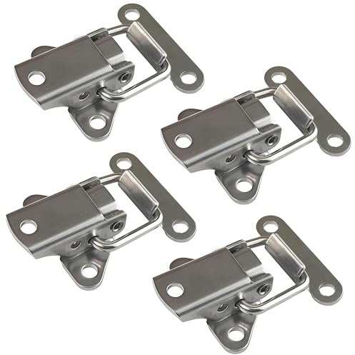 Toggle Latch Clasps, Stainless Steel Tension Clamp, Lever Clasp Catch for Toolboxes, Cabinets, Drawers, Suitcases, Chests, Cases (Silver-4 Pcs)