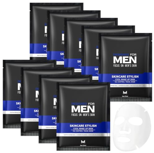 9 mascarillas faciales para hombres, hidratante, regulador de aceite, regeneración de la piel, juego de mascarillas faciales de tela, cuidado facial para hombres, calma la piel, hidrata y cuida