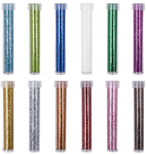 JJYHEHOT 12 Farben Glitzer Basteln, Glitzerpulver zum Basteln, Schimmernder Glitzerpuder Extra Feiner Glitzer für Handwerk Tumble Nail Party Make-Up Gesicht Festival Dekoration
