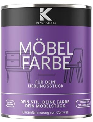 KENZOPAINTS Möbelfarbe 750ml. Seidenmatt Möbellack Buntlack Innen und Außen Holzfarbe Trendfarben DIY (1, Blütendämmerung von Cornwall, 750ml.)