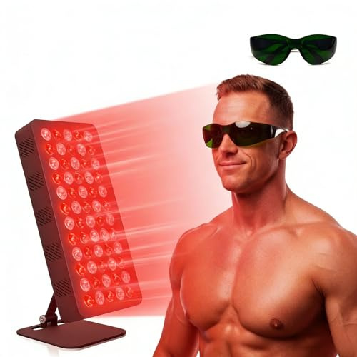 Rotlichtgerät, Rot & Infrarotlicht-Panel, 660&850nm Lichttherapiepanel | 60 LEDs Dual-Chip Rotlichtlampe, Hochleistungs-LED-Lichttherapiegerät mit Kühlventilator, ideal für Körper und Gesicht