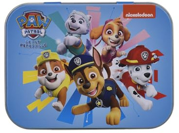 Home-Flair Kinder Pflaster-Box mit 24 bunten Motiv-Pflastern in Metalldose – Hautfreundlich & Wasserabweisend – Motive: Paw Patrol, Hello Kitty oder Glücksbärchis (Paw Patrol Alle Hunde, 2 Boxen)