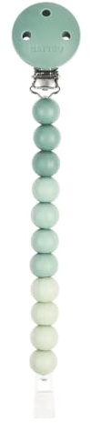 Nattou Silikon Schnullerkette - Schnullerclip aus BPA-freiem Silikon - Pacifier Holder - als Geschenk zur Babyshower - 21 cm - Verlauf Grün