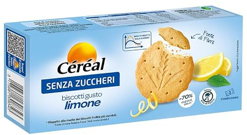 CÉRÉAL - Biscotto Limone Senza Zuccheri 3 Confezioni da 4 biscotti Fonte di Fibre Senza Uova Senza Olio di Palma Ridotto Impatto Glicemia -70% Grassi Saturi in Meno