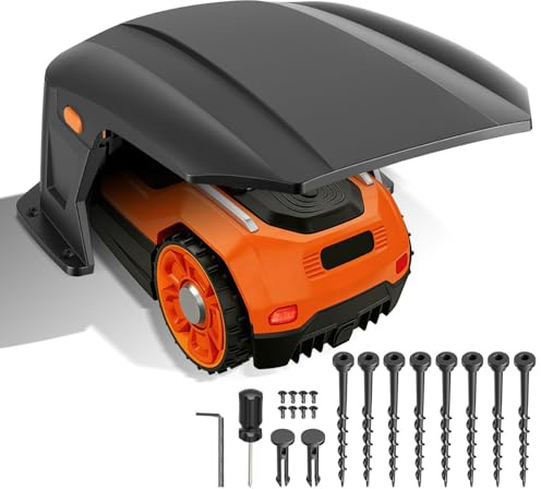 Hebitod Mähroboter Garage Klappbar 70.5 * 57 * 33 cm Roboterrasenmäher Dach aus Kunststoff, Wetterschutz für Rasenmäher, UV-Schutz & Regenschutz, Passend für Navimow, Landroid & Mehr, Mattgrau