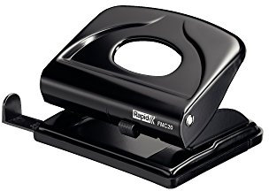 Rapid 21835411 Locher (20 Blatt, Anschlagschiene mit Formatvorgaben, Metall, FMC20, Blisterverpackung) schwarz