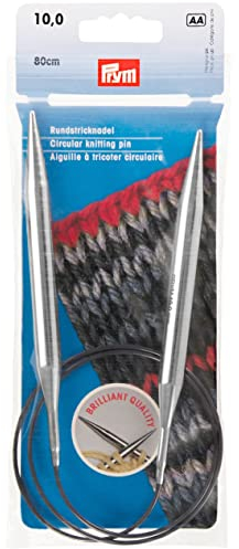 Prym 212234 Rundstricknadeln MS 80 cm 10,00 mm silberfarbig Rundstricknadel, Messing, 10 mm