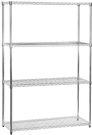 Shopfitting Warehouse Chrome Wire Shelving Unit - 4 Tier, H1800 x W1200 x D450 mm