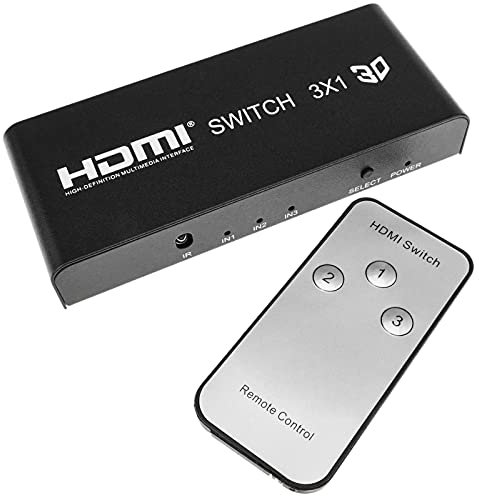 BeMatik - Sélecteur HDMI avec télécommande (3 in vers 1 Out)