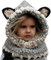 Petalum Unisex Kleinkind Wintermütze gestrickt 2 in 1 Schalmütze Winter Cartoon Fuchs Earflap Hut Kindmütze Caps Kopfbedeckung Onesize Grau