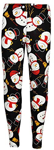 A2Z 4 Kids Girls Christmas Legging Santa Snowman Penguin - Xmas Legging Snowman Black 13