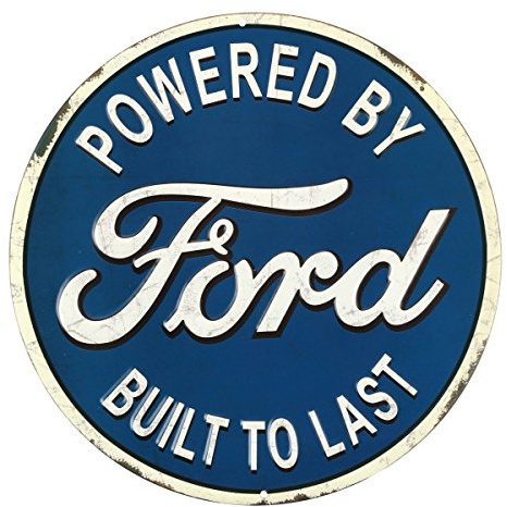 Open Road Brands Ford Built to Last Round geprägtes Metallschild