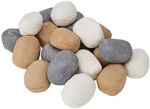The Stove Wizard Gas Fire Replacement pebbles 20 Mixed Colours Gas Fire Ceramic Pebbles, 60mm x 50mm x 50mm. Suitable for Gas, Electric, LPG and Bio Ethanol Fires