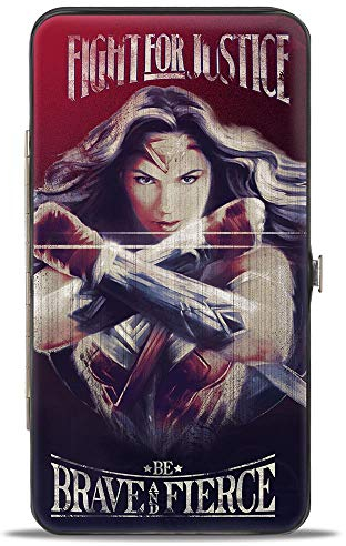 Buckle-Down Unisex Erwachsene Scharnier – Wonder Woman Stars/Gesicht Halbone Blau/Rot/Gelb/Weiß, Geldbörse, mehrfarbig, 7 x 4 US