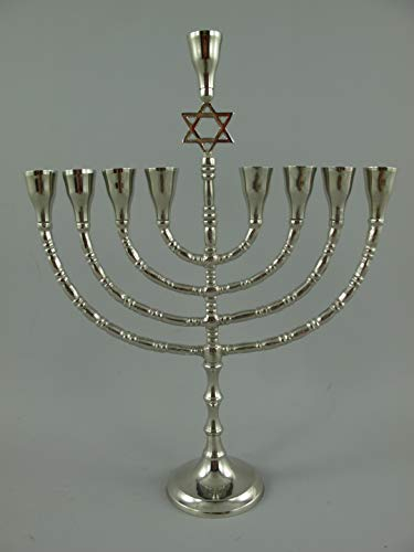 clever-deko Chanukkaleuchter 9-armig Menorah Menora Davidleuchter Kerzenleuchter DAVIDSTERN