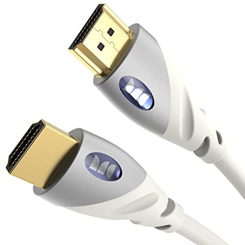 Monster Essentials Ultra HD 4K HDMI Kabel 1,8m, High Speed 18.0 Gbps Übertragungsrate, 60/120 Hz Bildwiederholrate, Korrosionsbeständige 24k Goldkontakte, HDMI-Kabel weiß