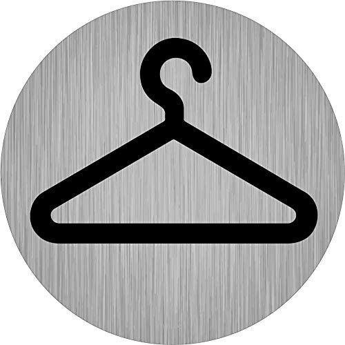 immi 4x Türschild Garderobe, Aufkleber mit 9,5cm Ø, rund, Edelstahl-Optik