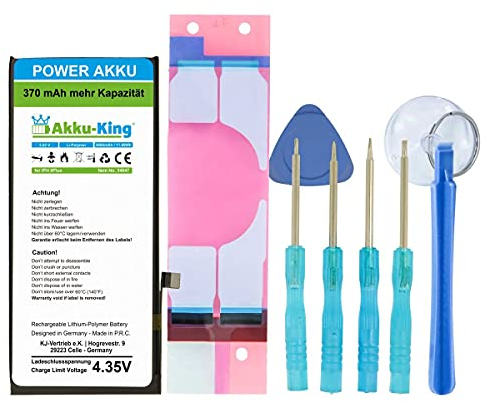 Akku-King Power-Akku kompatibel mit Apple iPhone 8 Plus - Li-Polymer 3060mAh - mit Öffnungswerkzeug/Klebestreifen (370mAh mehr als beim Originalakku!)