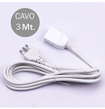 Prolunga Lineare 3mt Spina e Presa 10A, Bianco