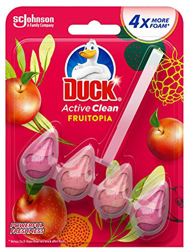 Duck Active Clean Toilet Rimblock, Foaming Toilet Bowl Cleaner, Fruitopia, Pack of 1