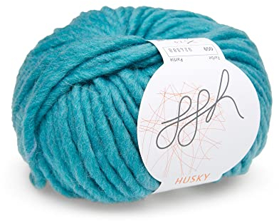 ggh Husky | Schurwolle Mischung | 50g Wolle zum Stricken oder Häkeln | Dicke Wolle | Farbe 059 - Pastell Petrol
