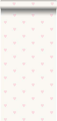 Origin papier peint coeurs blanc brillant et rose 53 cm x 10.05 m Wallcoverings