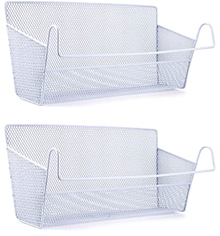 Sumnacon 2 Pcs Bedside Hanging Storage Baskets Dormitory Bed Organiser Caddy Desktop Storage Rack for Home Office School Dorm Room Bunk bed (Greyish White)