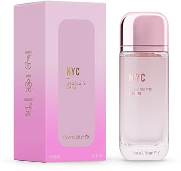 Dicora Urban Fit | Eau de Toilette NYC FOR HER | Fragancia de Mujer Fresca y Dinámica | Perfume con notas de Jazmín y Almizcle | Fragancia Duradero | Tamaño 150 ml