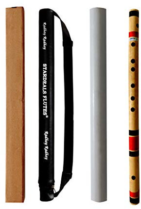 STARDEALS C Natural - Flauta de bambú para mano derecha de 7 agujeros, tamaño Bansuri, 48 cm con bolsa de transporte (marrón natural)
