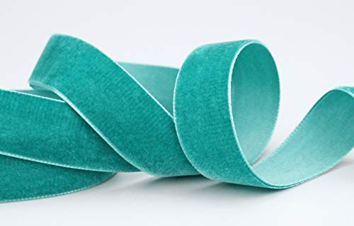 3 m x 22 mm Samtband PETROL (654) Dekoband Velour Grün Blau einseitig Samt festkantig Velvet Ribbon zum nähen dekorieren