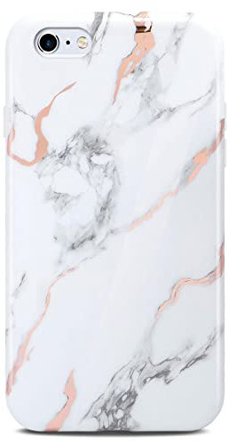 ONEFLOW Sense Case kompatibel mit iPhone 6s / iPhone 6 Hülle in Marmor Optik, Schutz für Kamera und Bildschirm, Glitzer Handyhülle aus Silikon - glänzend Weiß (Dedication)