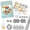 Vintageparts Set KLARA Schmuckzubehör Cabochonset Vintage für Einsteiger in silberfarben mit über 80 Teilen: Cabochons, Ketten und Motiven zum Schmuck basteln