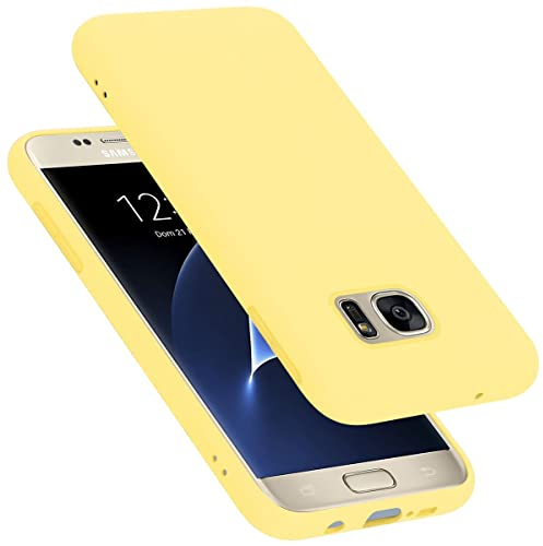 Cadorabo Hülle kompatibel mit Samsung Galaxy S7 Hülle Silikon Handyhülle für Galaxy S7 Case aus flüssigem Silikon- Kratzfeste und stoßfeste dünne TPU Schutzhülle - Liquid GELB