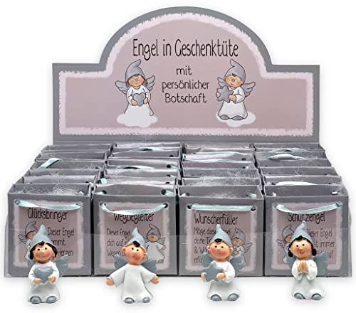 MIK funshopping Schutzengel in Tüte 2-Fach Sortiert, 24er Display, Glücksbringer (weiß-grau)