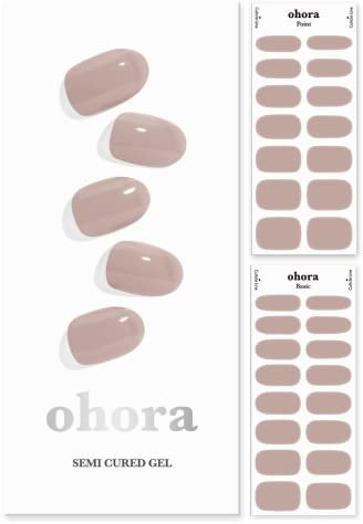 ohora Halbgehärtete Gel-Nagelstreifen (N Cremebeige) – Funktioniert mit allen Nagellampen, Salonqualität, langlebig – Inklusive 2 Vorbereitungspads, Nagelfeile und Holzstab – Beige