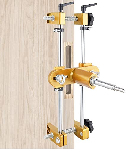 Meticuloso Door Lock Hole Opener Kit, Updated Lock Mortiser for Wooden Doors, Door Lock Installation Kit Mortising Machine Mortise Jig with 3 Drill Bits