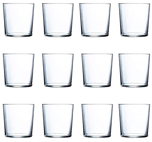 Tradineur 12 bicchieri in vetro modello Ruta Bicchieri classici per acqua bevande, resistenti al lavaggio in lavastoviglie (36 cl, 9 x 8,5 cm)