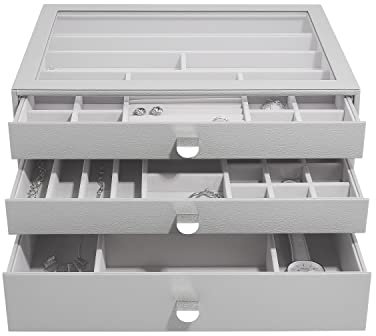 Stackers Pebble Grey Supersize Jewellery Box - Set of 3 (with drawers)