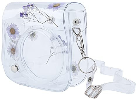 ASHATA PVC Transparent Camera Bag,Daisy and Starry Camera Case Storage Bag,Detachable Cover with Adjustable Shoulder Strap for Mini 11/9/8 Camera(Purple)