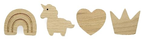 PLT Wandhaken für Kinder aus Holz, Kinder, Kinderzimmer, Regenbogen, Krone, Herz, Einhorn, Deko, Eiche, Kleiderhaken, Garderobe, Garderobenhaken, Scandi-Style, Geschenkidee, Braun, 7 x 3 cm