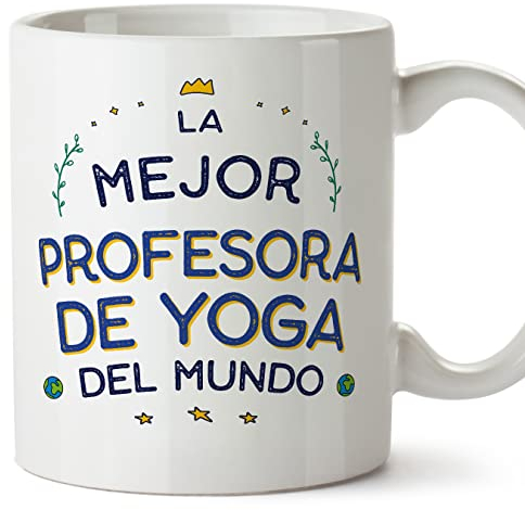 MUGFFINS Tazas para PROFESORA DE YOGA mujer - En Español - Mejor del Mundo - 11 oz / 330 ml - Regalo original y divertido